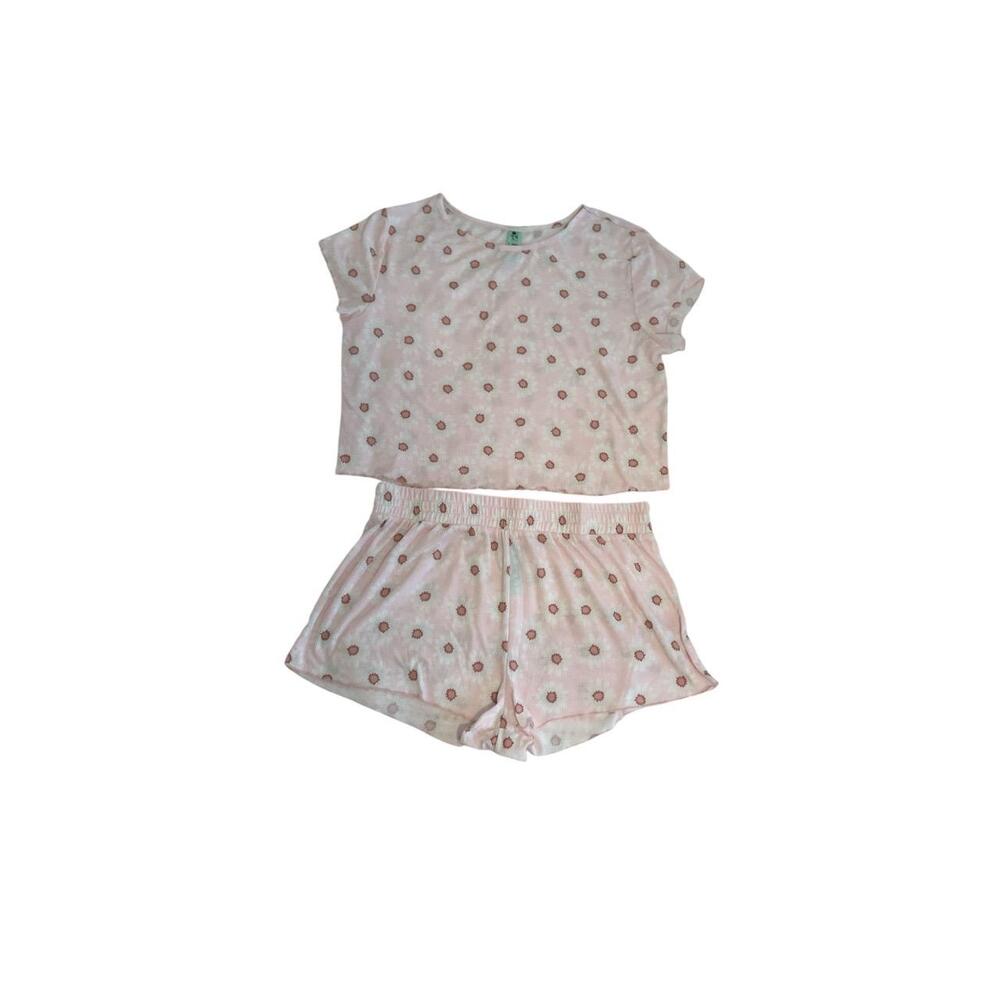 Honeydew Pajama Set Pink Floral Short Sleeve Top & Shorts Size Large